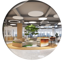 整體風格是按照時尚簡約風格來設(shè)計的，但是在這里面加入了原木的一些元素，讓整個空間有著清新自然的氛圍，同時圓弧動線的加入也讓空間的整體觀感得到一個很大的提升。特別是在休閑區(qū)這一個區(qū)域，能夠很好的將休閑的元素發(fā)揮出來，在這個空間中顯得尤為突出。在天花區(qū)域，設(shè)計團隊采用的是工業(yè)風來打造，但在這個空間加入圓形吊燈和圓形的裝飾物，讓天花區(qū)域看起來更加有特色